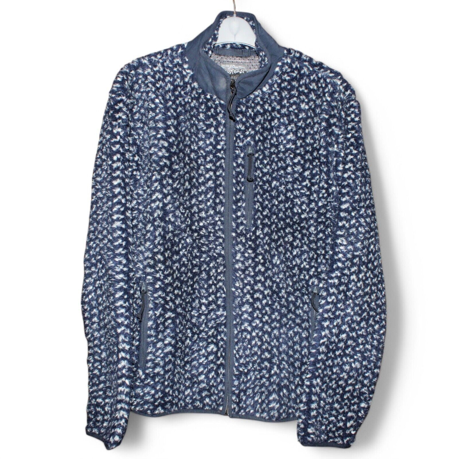 J Crew Nordic sherpa fleece full zip patterned jacket Mens Medium Chest Pocket