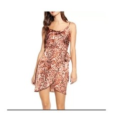 JOA Snakeskin Faux Wrap Mini Dress Size XS