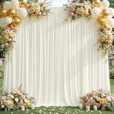 2 PCS 8x10 FT Cream White Backdrop Curtains 4x10 FT Panels Wrinkle Free Decor