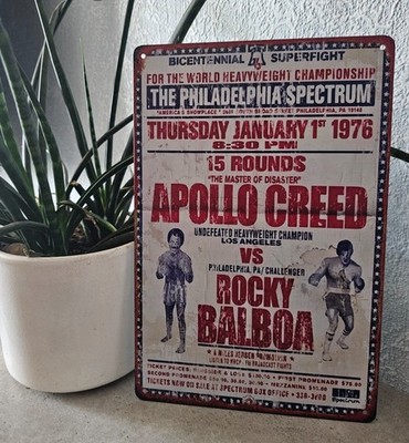 Rocky Balboa vs Apollo Blech Wandschild 8x12'' - Vintage Bar Dekor für Männerhöhle