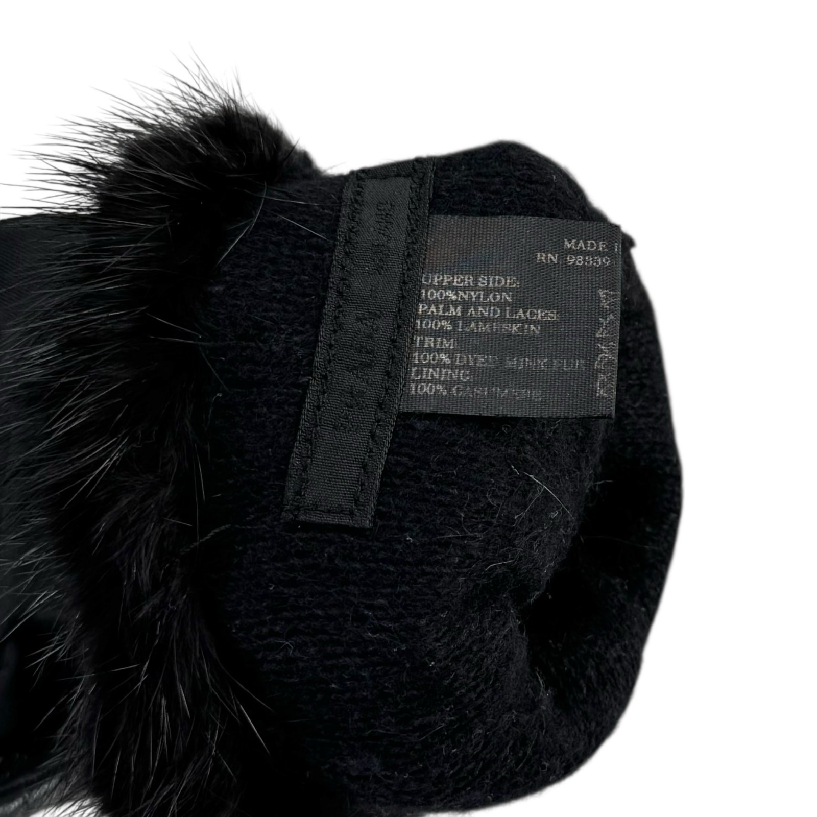 Prada Black Nylon & Mink Fur Gloves thumbnail 9
