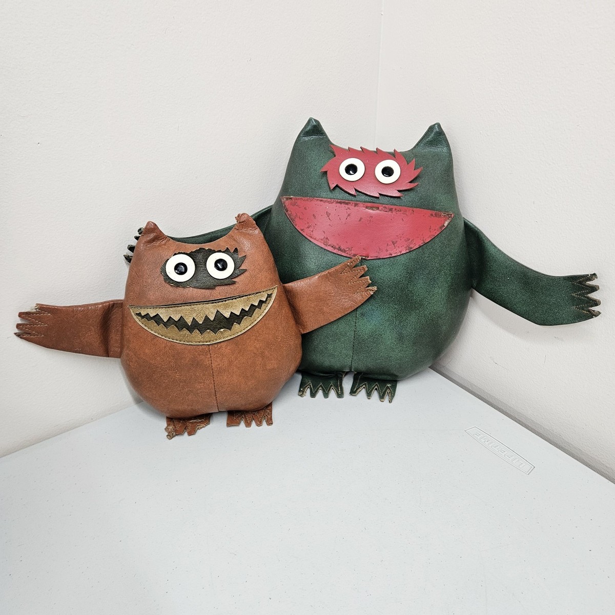 Vintage Nauga Monster Naugahyde Adorable Leather Plush Dolls (Damaged)
