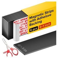 6 Pack Magnetic Strips with Adhesive Backing for Crafts Tools Kitchen Garage