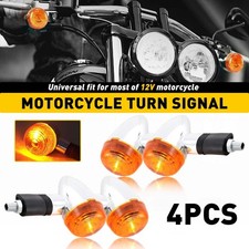 2 Pairs of Motorcycle Turn Signals Amber Chrome Bullet Front Rear US Stock New