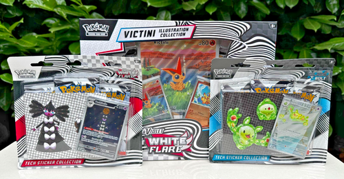 Pokemon Victini & Tech Sticker Sammlung Konvolut Black Bolt White Flare in Hand