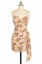 Fashion Nova Above Status Ruched Mini Dress M Blush Floral NWT Bodycon Party