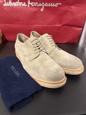 NEW PRADA MILANO BEIGE SAFFIANO SUEDE MOCCASINS LOAFERS SHOES 8.5 US 1230 MSRP