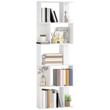 HOMCOM 5-tier Display Shelving Storage Bookcase S Shape Bookshelf, White