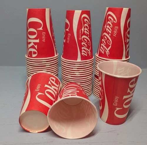 vintage lot of 63 unused Coca Cola wax coated paper cups Coke