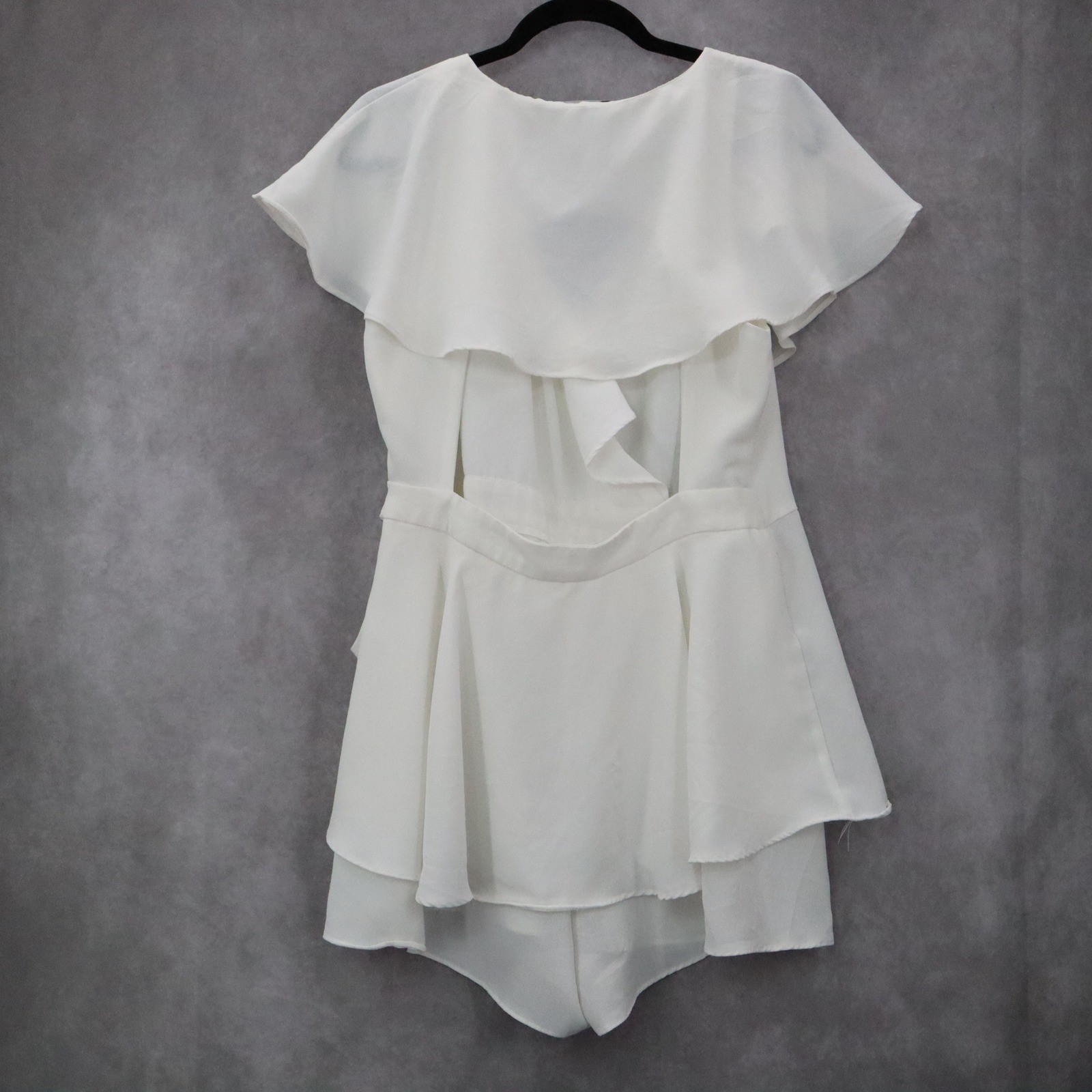 Lulus White Ruffle Wrap Romper Flutter Sleeve Tie… - image 3