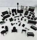Vintage MARX Western Town 48pc Hard Plastic Dark Brown Furniture & Accessories