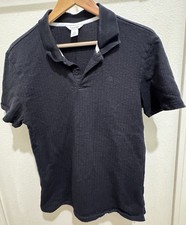 Calvin Klein Black Short Sleeve Polo Shirt Men's Size M Logo Button Accent
