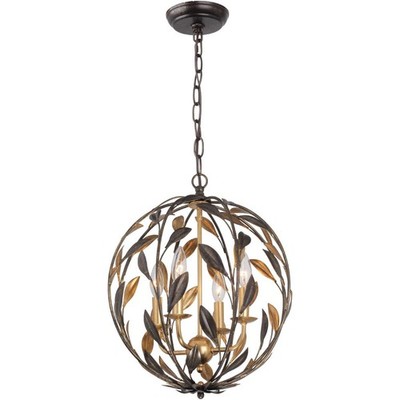 Crystorama 504-EB-GA Broche Mini Chandelier English Bronze and Antique Gold