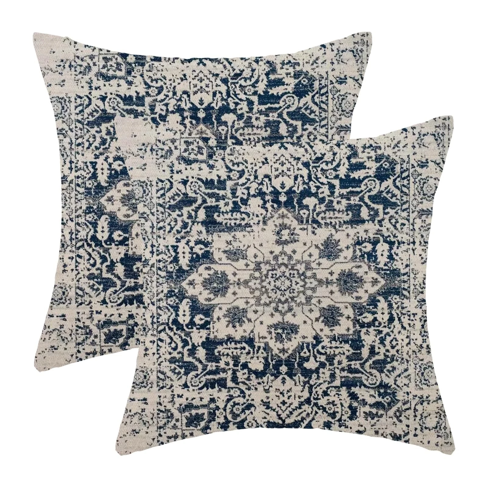 Boho Throw Pillow Covers 18x18 Inch Set of 2, 18" x 18" (Pack of 2) Navy Blue