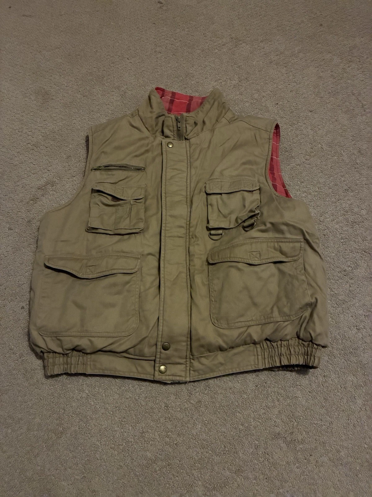 Mountain Crest Lined Vest Men’s Large Brown Canvas Utility Outdoors Hiking