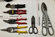 6 - Tin Snips Shears Lot, Wiss Craftsman Stanley Malco Snip Lever Snips 