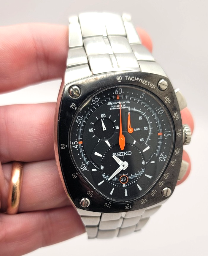 Vintage Seiko Sportura Kinetic Chronograph 7L22-0Ad0 works | eBay