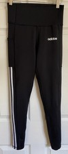 Adidas Climalite Black/White Fitted Athletic Yoga Pants w/Leg Pocket - Women's S