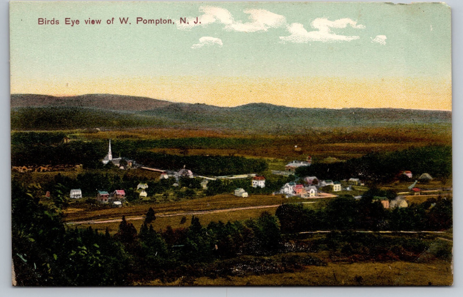 Birds Eye View of W. Pompton New Jersey. Vintage Postcard