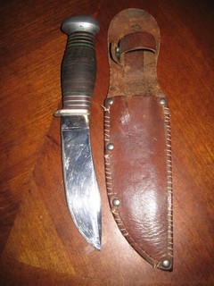 Cuchillo de hoja fija antiguo vintage Remington Dupont Sportsman RH 92