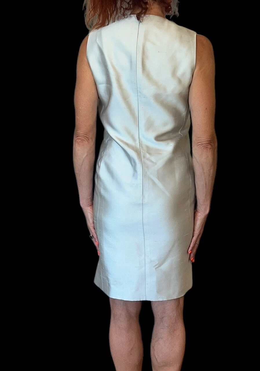 ABITO TUBINO SMANICATO SETA BLU GHIACCIO DONNA MICHAEL KORS MADE IN ITALY 6 8