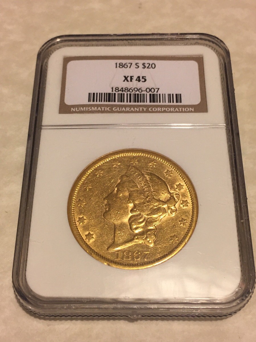 1867-S XF45 NGC Liberty Double Eagle $20 Gold Coin very nice coin