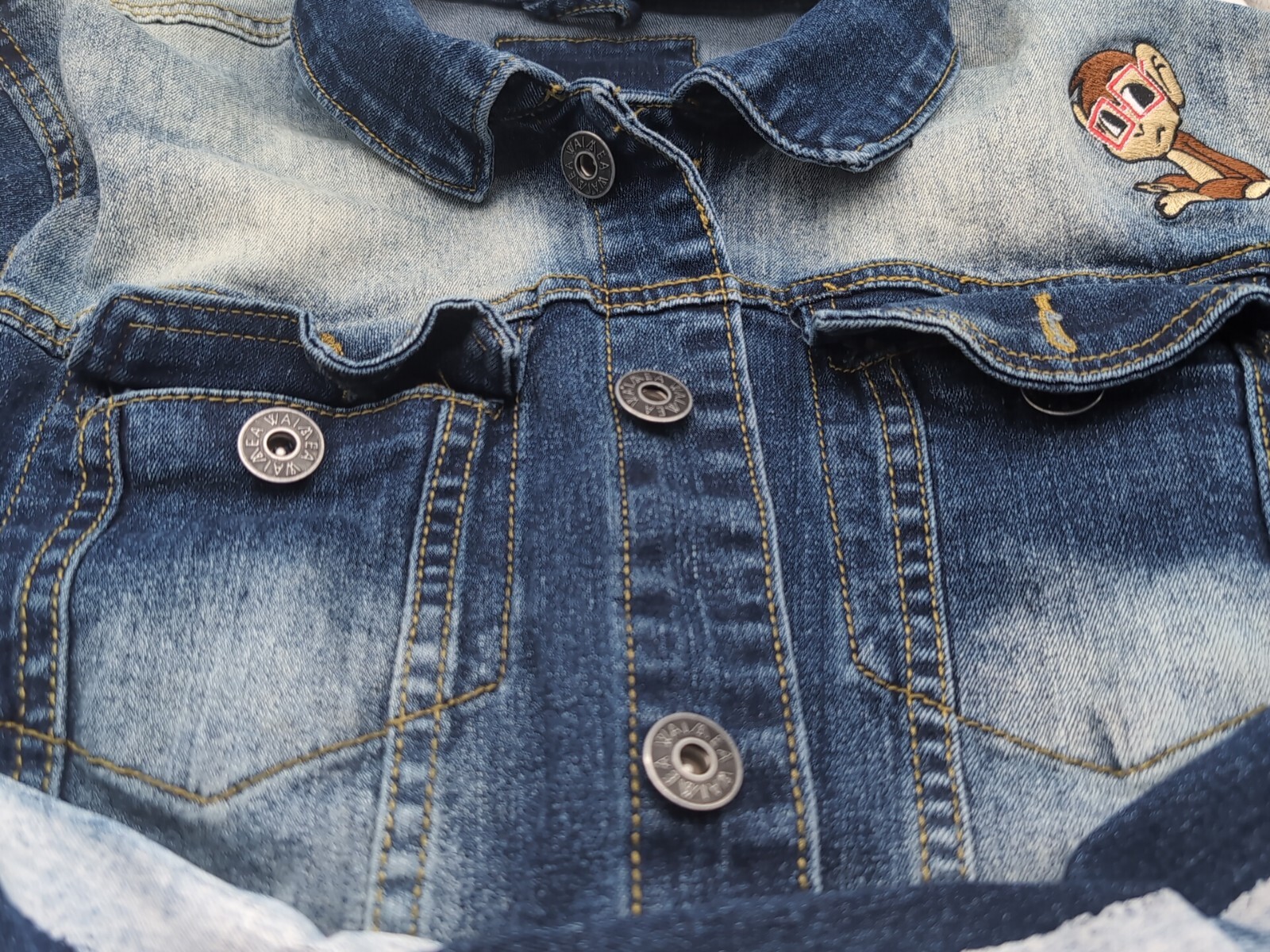 Monkey Face Denim Jacket Size Large - image 4