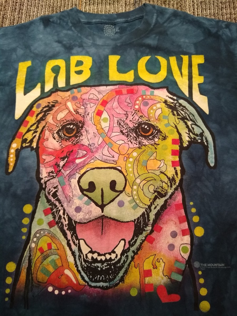 T-shirt The Mountain Lab Love Dean Russo Taille S Bleu Tie Dye Chien Labrador - Occasion TB état