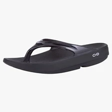 OOFOS OOlala Luxe Comfort Recovery Flip Flop Sandals Black Size 6