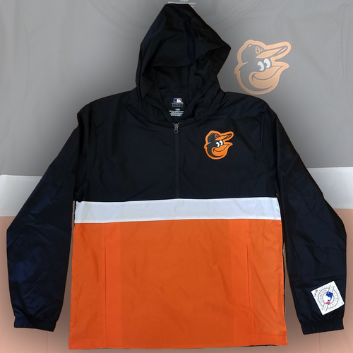 Baltimore Orioles Windbreaker Jacket Mens Large Hooded Pullover Spring Coat NWT