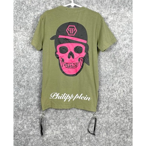 Philipp Plein Unisex Sequin Skull Kids Shirt Sz 10 Streetwear Rockstar Edgy Bold - Picture 3 of 10