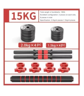 15 KG Verstellbare Hanteln Set Paar Freihantel Langhantel Bodybuilding Gym