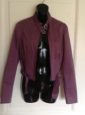 Philosophy Di Alberta Ferretti Plum Cotton Blend Motorcycle Jacket Sz 6 Nwot