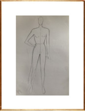 SUPERBE DESSIN DE MODE FEMININE VINTAGE 1980 DLG CLAUDE MONTANA / MUGLER (26)