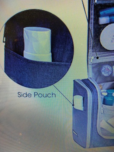 Hanging Toiletry Travel Bag Blue Zippered Case LARGE BRAND NEW - Picture 6 of 10