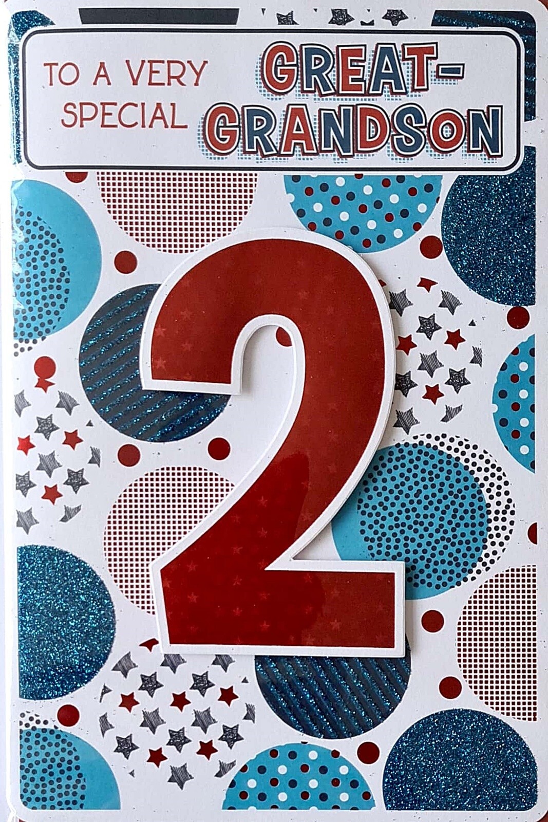 Happy 2nd Birthday Card Very Special Great Grandson Red Foil Fun Colourful