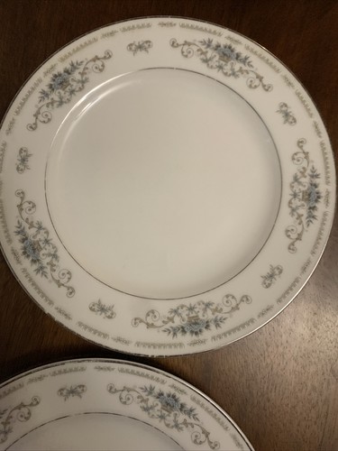 Diane Fine Porcelain China Japan Dinner Plate 10.25" Diameter Blue Silver Floral - Picture 3 of 5