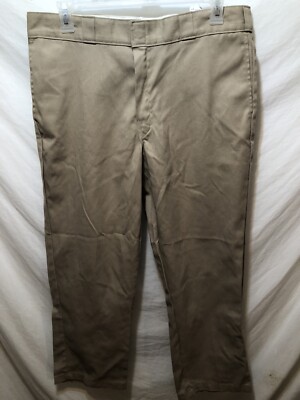 Dickies 874 Men's Flat Front Original Fit Pants Sz 38x30 Beige Polyester Blend