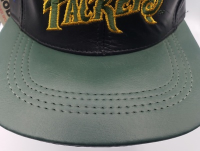 VTG Green Bay Greenbay Packers Leather Snapback Hat Cap 90's
