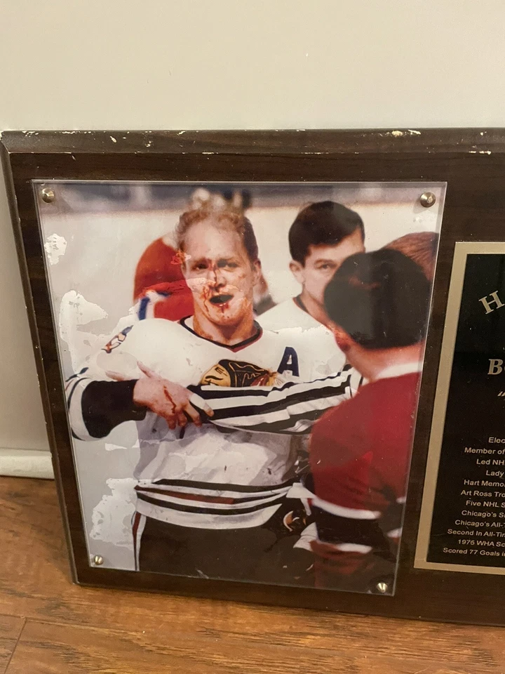 "Placa de pared de madera Bobby Hull Chicago Blackhawks The Golden Jet 15"" sangrienta 8x10""" Foto 2 de 4