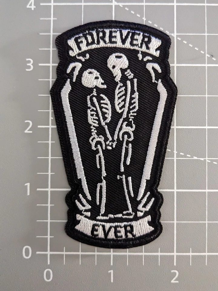 Forever Ever Goth Patch Everlasting Necro Love Embroidered Iron On Patch 3.5x2" - Image 3 of 4