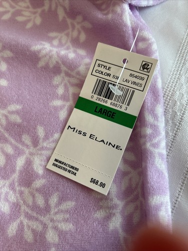 Miss Elaine Robe SS Stretch Terry Front Grippers Short Pockets Sz L Lavender - Picture 7 of 20