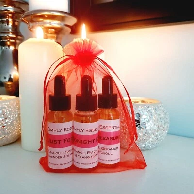 SIMPLY ESSENTIAL Aphrodisiac Massage Oil sensual erotic couples intimate love blends gift set RED