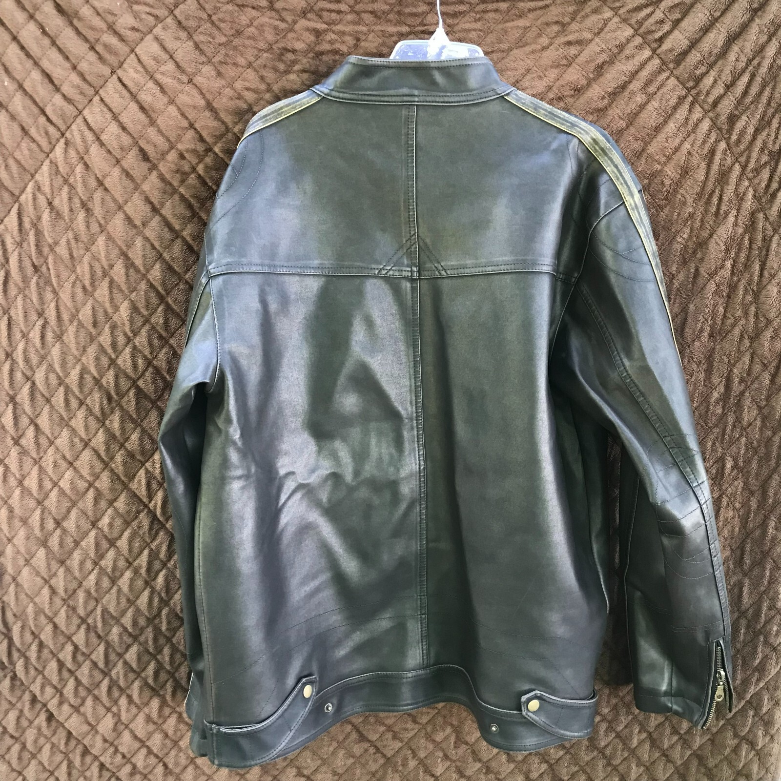 Machine Jacket MACHINE BRAND Mens Jacket XL Black Faux Leather Motorcycle Polyvinyl ...