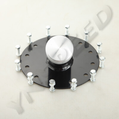 US Black Fuel Cell Fast Fill Filler Neck Cap Aluminum 45 Degree 12 Bolt Flange