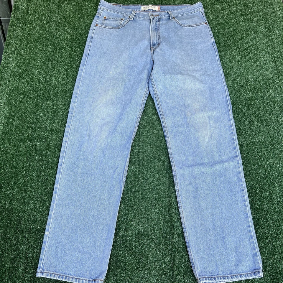 VTG Levi's 550 Jeans Mens 37x33" Blue Light Wash Red Tab Relaxed Tapered Leg Y2K - Image 4 of 4