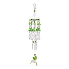 GREEN HUMMINGBIRD CHIMES - 13" HIGH - METAL & ACRYLIC
