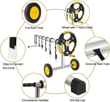 VINGLI Pool Cover Reel Set 18 Feet Pool Solar Cover Reel for Inground Swimming P