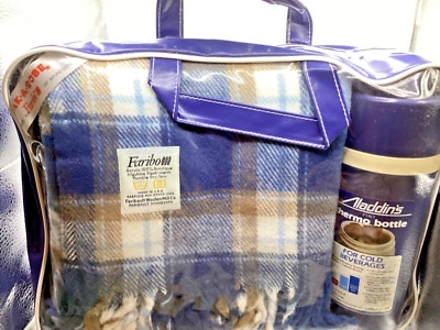 FARIBO WOOLEN MILLS BLANKET &Aladdin s Thermos TAILGATE THROW Promo Item KFC New