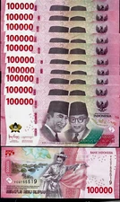 1,000,000 INDONESIA RUPIAH 10000 x 10 Pcs P-168 2022-2025 1 Million IDR NOTE Cir